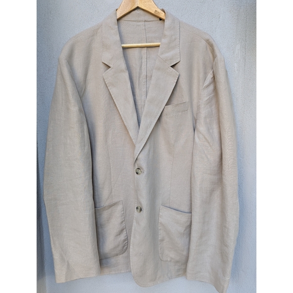 Vince Men’s Beige Relaxed Hemp Blazer -  Coastal Resort Summer Jacket - Size XXL - Picture 3 of 10